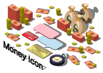 illustration of info graphic money equipment concept in isometric 3D graphic
