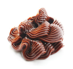 Delicious chocolate cream isolated on white