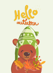 Hello autumn. hand drawn illustration.