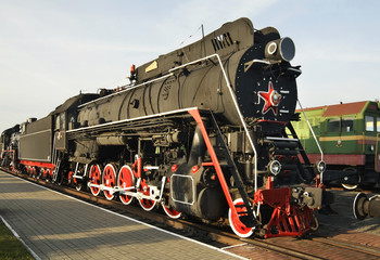 Naklejka premium Old locomotive in Brest. Belarus