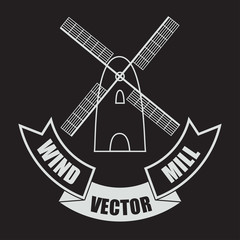 Vector windmill on white background with a banner