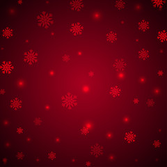 Christmas red background with snowflakes and glitter