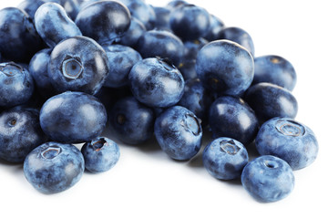 Fresh blueberries isolated on white