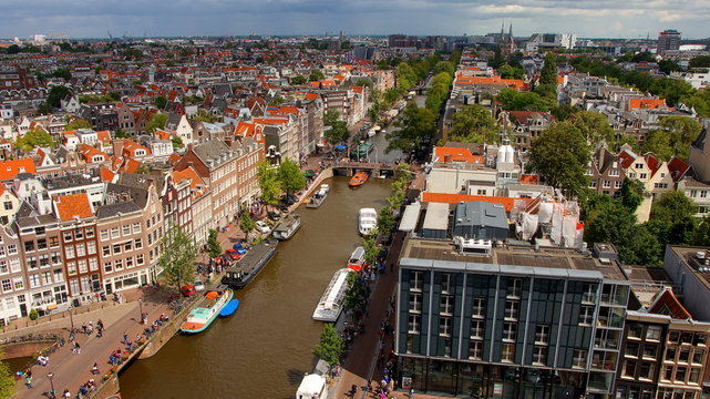 Panoramablick von der Westerkerk aus gesehen auf Amsterdam