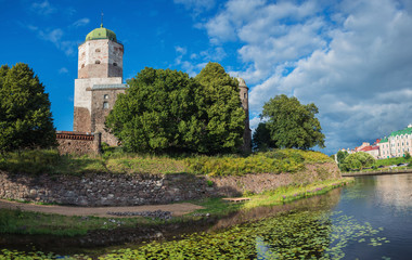 Fototapeta na wymiar Panoramic view of Vyborg castle in Russia