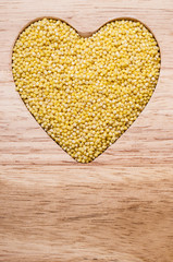 Millet groats heart shaped