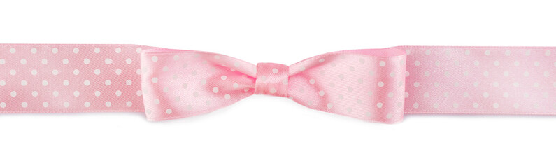 Pink ribbon bow isolated on white
