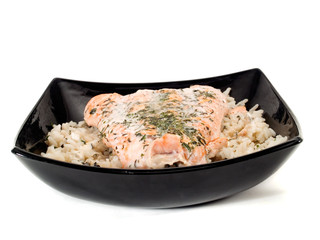 Salmon Steak With Rice