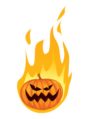 Burning in Fire Jack o Lantern Halloween Pumpkin
