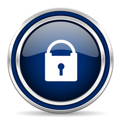 padlock blue glossy web icon