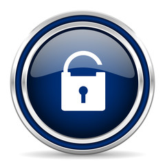 padlock blue glossy web icon
