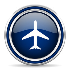 Fototapeta premium plane blue glossy web icon