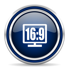 16 9 display blue glossy web icon