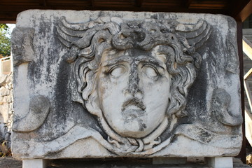 Medusa in ancient Temple of Apollo Didim Turkey