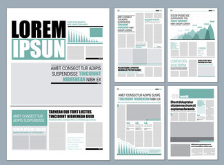 Fototapeta na wymiar Green graphical design newspaper template 