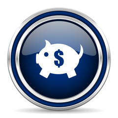 Obraz premium piggy bank blue glossy web icon