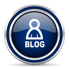 blog blue glossy web icon