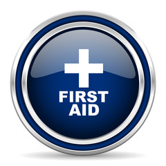 first aid blue glossy web icon