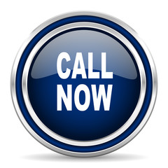 call now blue glossy web icon