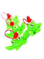 Frogs with santa hat