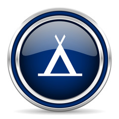 camp blue glossy web icon