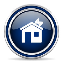 house blue glossy web icon