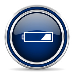 battery blue glossy web icon