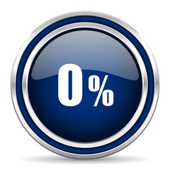 0 percent blue glossy web icon