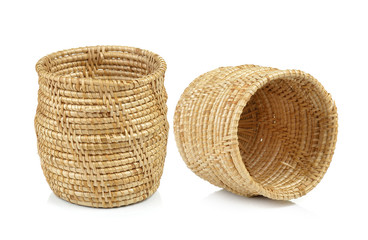 Fototapeta premium vintage weave wicker basket isolated on white background