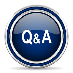 question answer blue glossy web icon