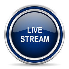live stream blue glossy web icon