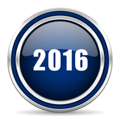 year 2016 blue glossy web icon