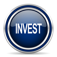 invest blue glossy web icon