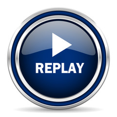 replay blue glossy web icon