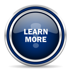 learn more blue glossy web icon