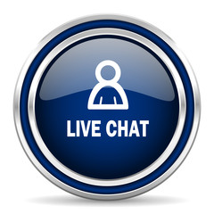 live chat blue glossy web icon