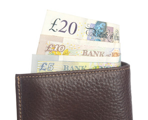 Wallet with British pound notes