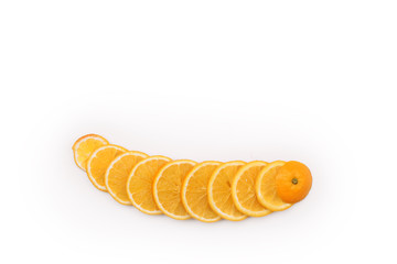 Orange slices on white background
