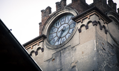 Fototapeta na wymiar beautiful big watch on church tower in lovere north italy