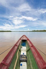 Gardinen Journey on a wooden boat on Beni river near Rurrenabaque, blue s © piccaya