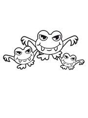 3 jumping monster frogs angry ALIENTEAM pattern