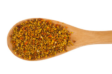 Bee pollen with wooden spoon