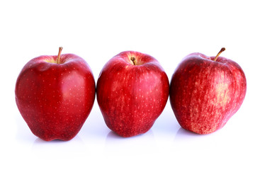 Fresh red apple isolated on white background.