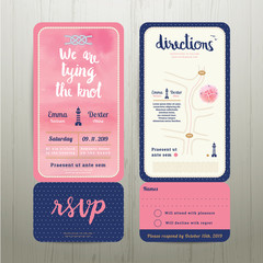 Tying the knot water colour wedding card template set