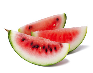Sliced ripe watermelon isolated on white background
