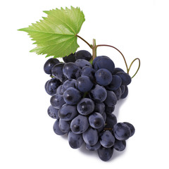 Grape with leaves isolated on white background 