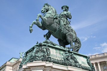 Fototapeta na wymiar Statue of Prince Eugene in front of Hofburg Palace, Vienna, Austria