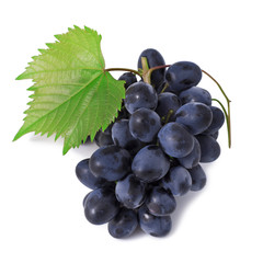 Grape with leaves on white background