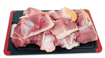  Raw pork sliced on plate
