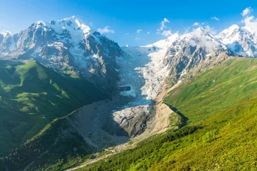 Foto auf Acrylglas Beautiful snow mountains and glacier in Georgia © andriano_cz